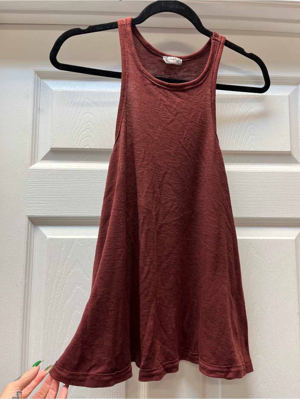 Free People Ribbed Swing Tank Top - Maroon